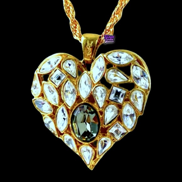 Yves Saint Laurent Jewelry - Yves Saint Laurent Gold XL Heart crystal Necklace